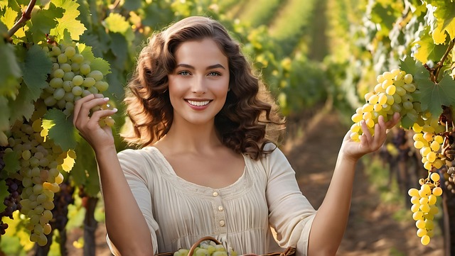 Free ai generated woman vineyard illustration