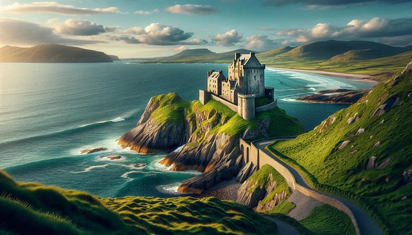Ai Generado, Isla, Castillo, Tierra