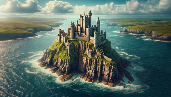 Ai Generado, Isla, Castillo, Tierra