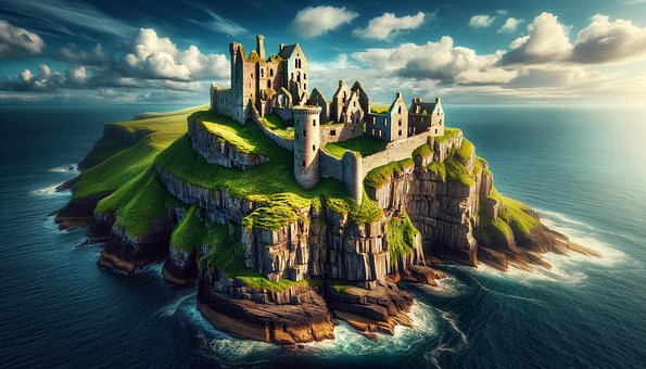 Ai Generado, Isla, Castillo, Tierra