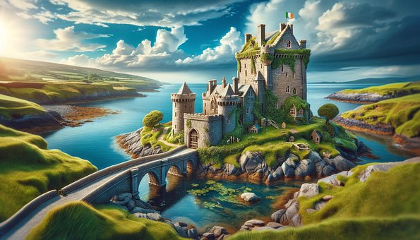 Ai Generado, Isla, Castillo, Tierra