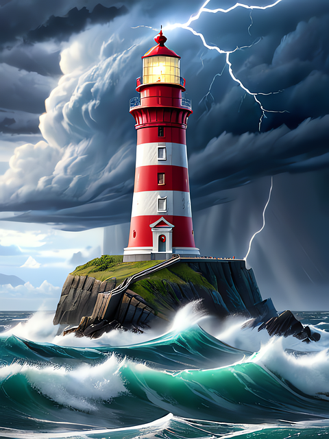 Download free HD stock image of Ai Generated Lighthouse Free ai generated lighthouse ocean illustration