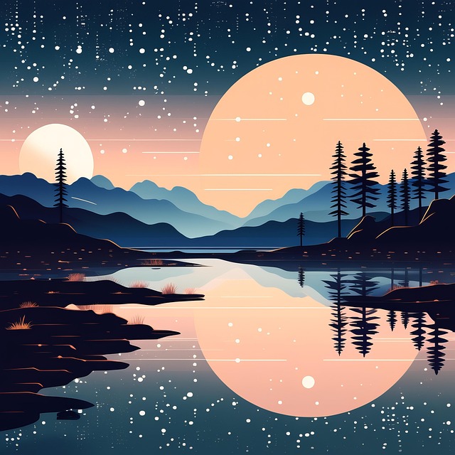 Ai Gerado, Lago, Estrelado, Céu, Galáxia