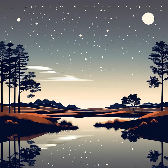 Ai Gerado, Lago, Estrelado, Céu, Galáxia