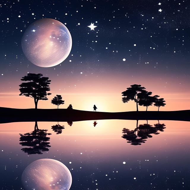 Ai Gerado, Lago, Estrelado, Céu, Galáxia