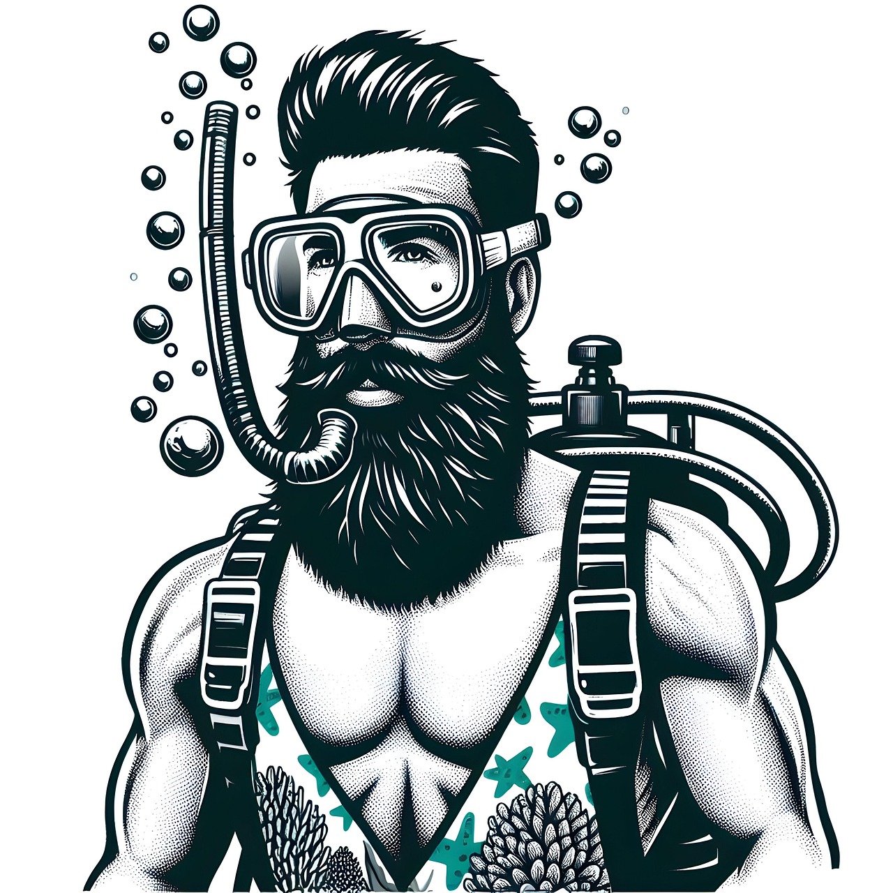 Download free HD stock image of Ai Generated Man Free ai generated man scuba illustration