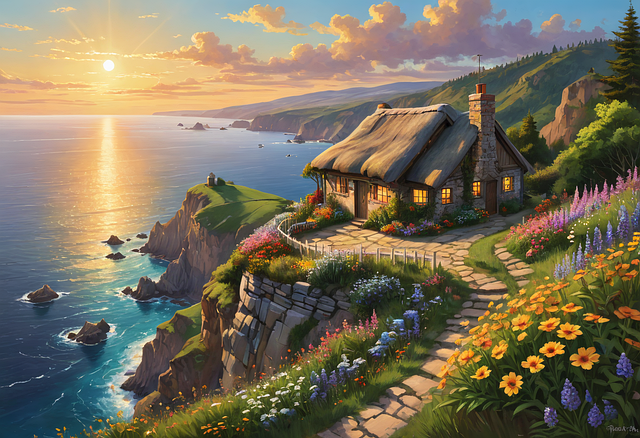 Free ai generated cottage flowers illustration