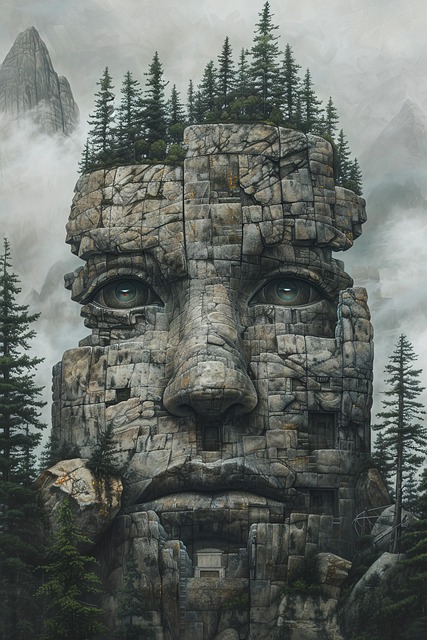 Free ai generated face rock illustration