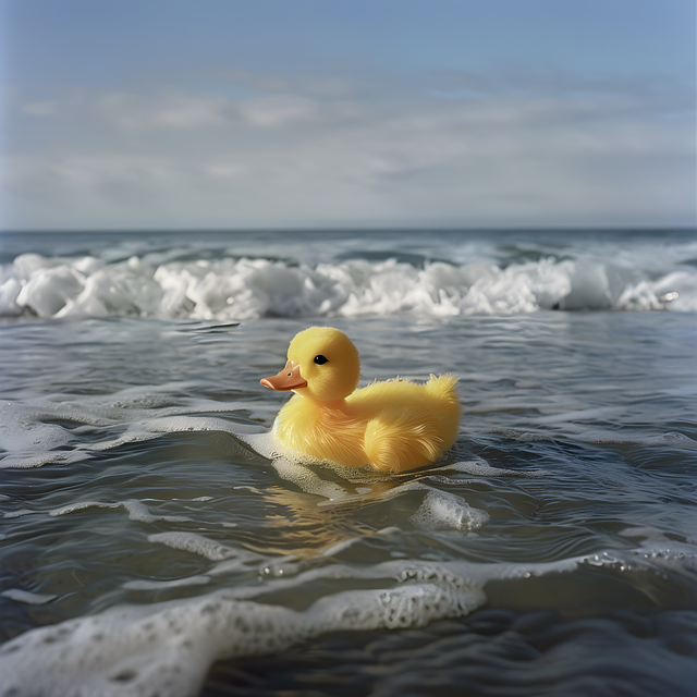 Free ai generated rubber duckie sea illustration