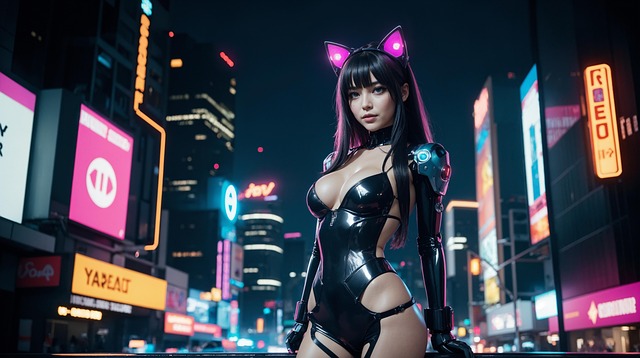 Ai Generert, Catwoman, By, Sci-Fi, Neon