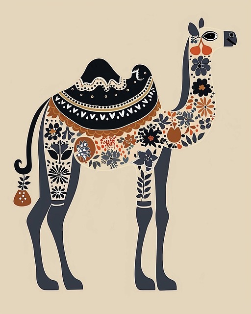 Free ai generated camel nordic folk art illustration