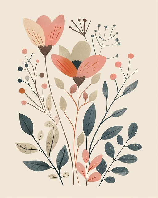 Free ai generated flowers nordic folk art illustration