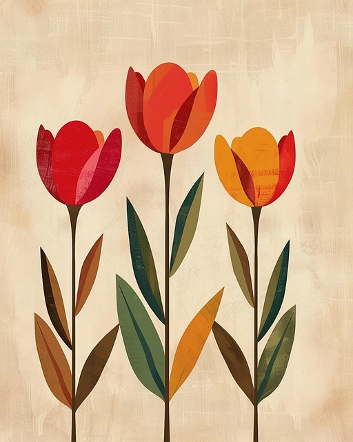 Free ai generated tulips nordic folk art illustration