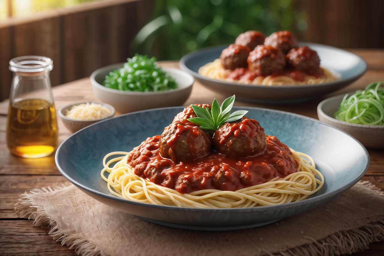 Ai Generiert, Spaghetti, Fleischklößchen