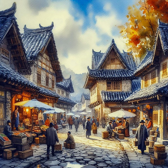 Free ai generated medieval village illustration