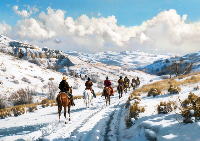 Free ai generated winter cowboys illustration