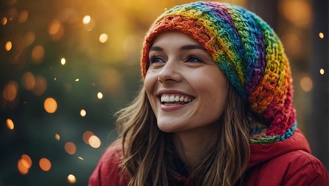 Free ai generated woman beanie illustration