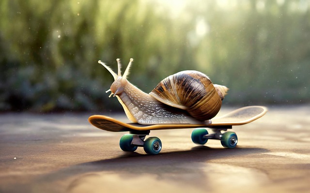 Free ai generated snail skateboard illustration