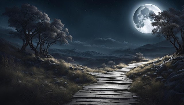 Free ai generated moon path illustration