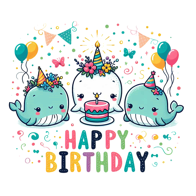 Free whales animals party illustration