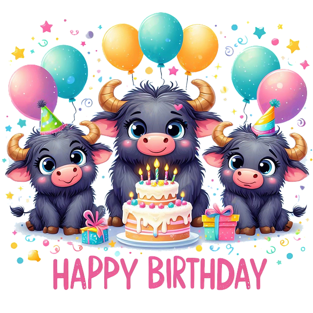 Free ai generated buffalos happy birthday illustration