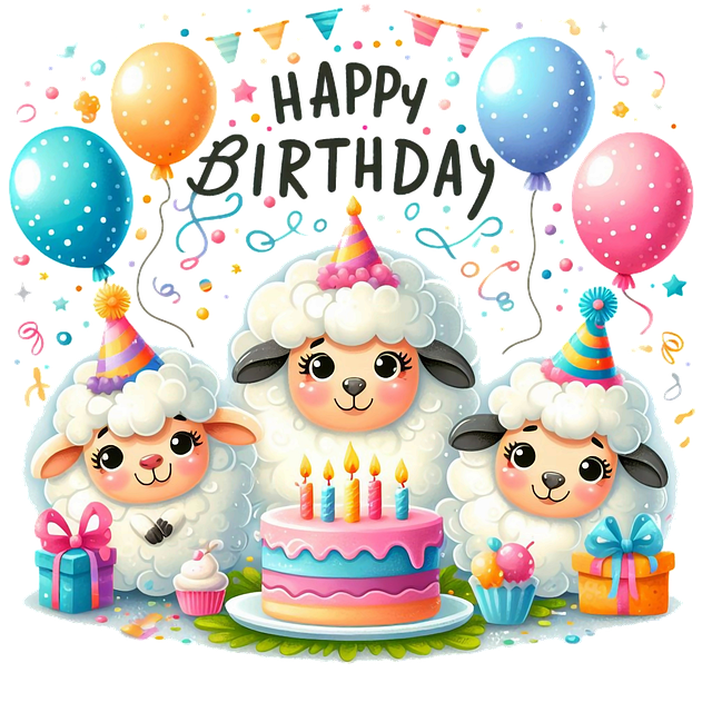 Free ai generated sheep happy birthday illustration
