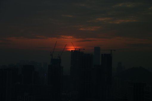 Tak, Silhuetter, Solnedgang, By
