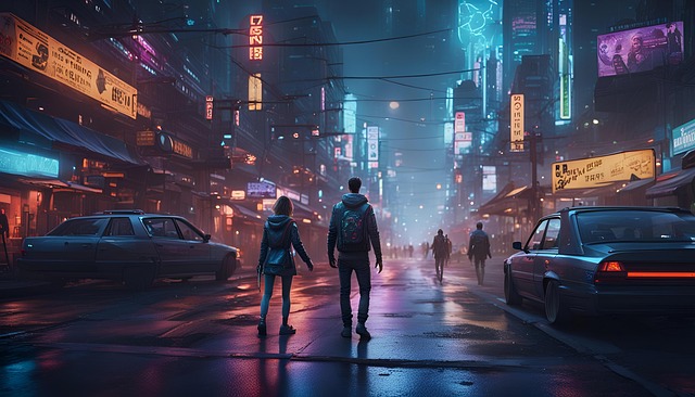 Free superior city nightlife city urban illustration