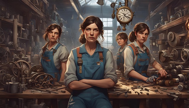 Download Women, Clockmakers, Apprentice. Royalty-Free Stock ...