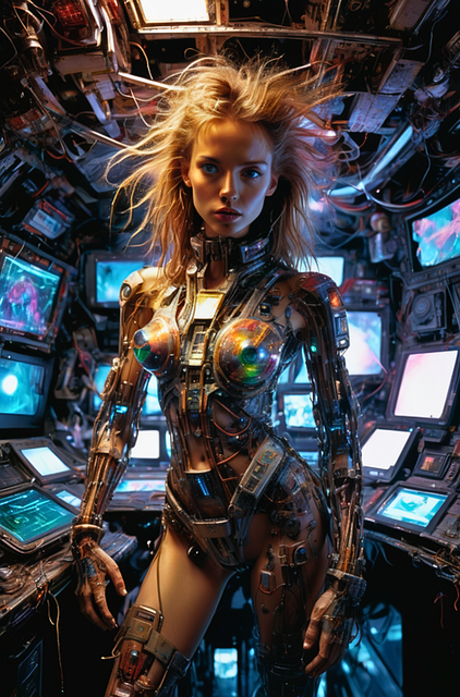 Free generated to cyborg woman illustration