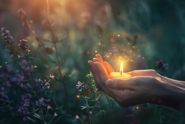 Free ai generated hands candle illustration