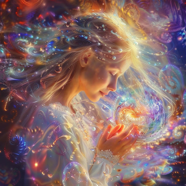 Free woman healer mystical illustration