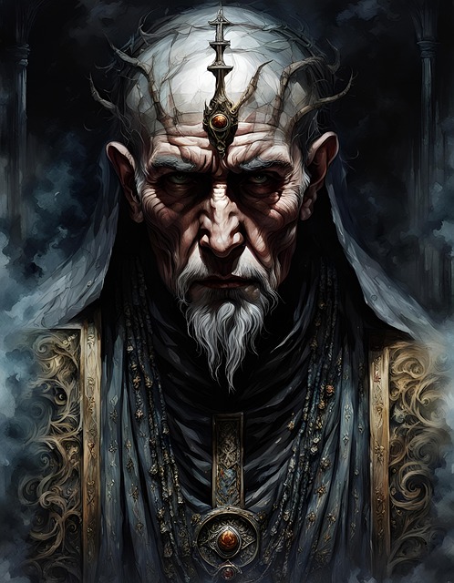 Free dark medieval sorcerer illustration