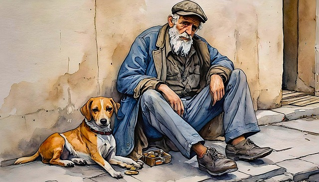 Free ai generated homeless old illustration