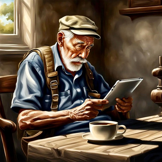 Free ai generated man tablet illustration