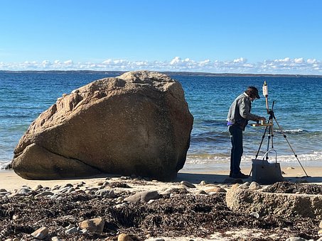 Artista, Pintor, Natureza, Praia
