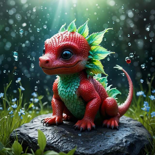 Download free HD stock image of Ai Generated Dragon Free ai generated dragon strawberry illustration