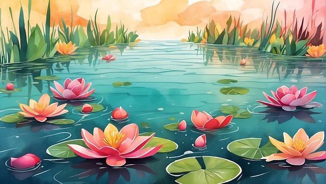 Free ai generated flowers water lilies illustration