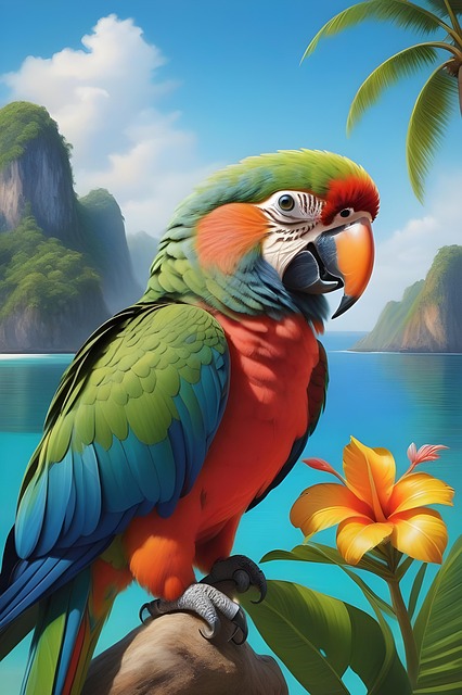 Download free HD stock image of Ai Generated Parrot Free ai generated parrot exotic bird illustration