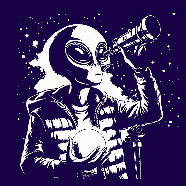 Free alien telescope gaze illustration