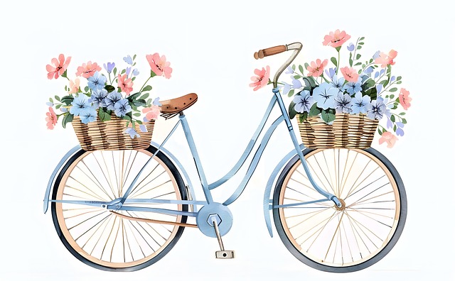 Free bicycle floral background bike illustration