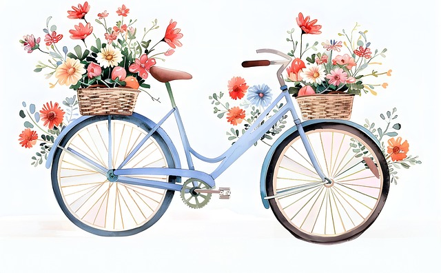 Free bicycle floral background nature illustration