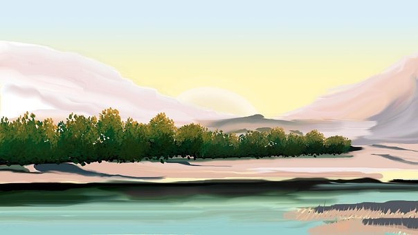 Landschap, Natuur, Digitale Kunst