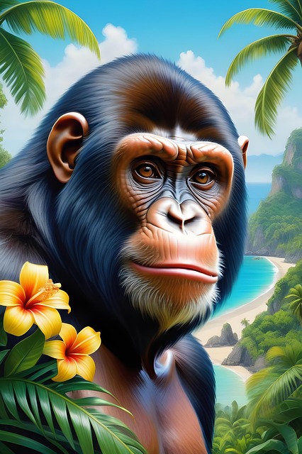 Free ai generated monkey tropics illustration