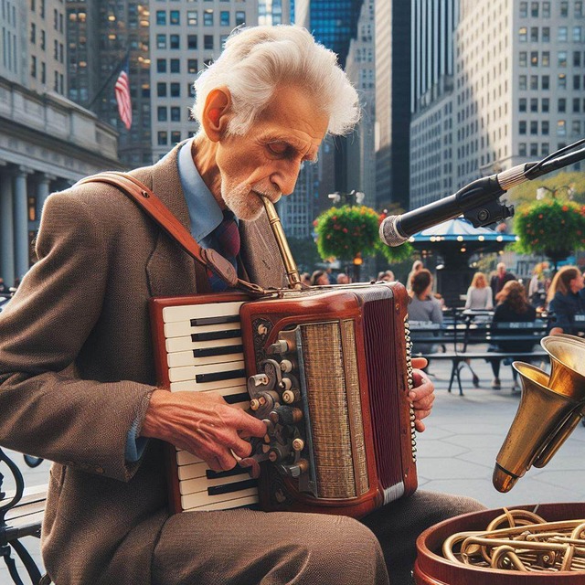 Free ai generated man accordion illustration