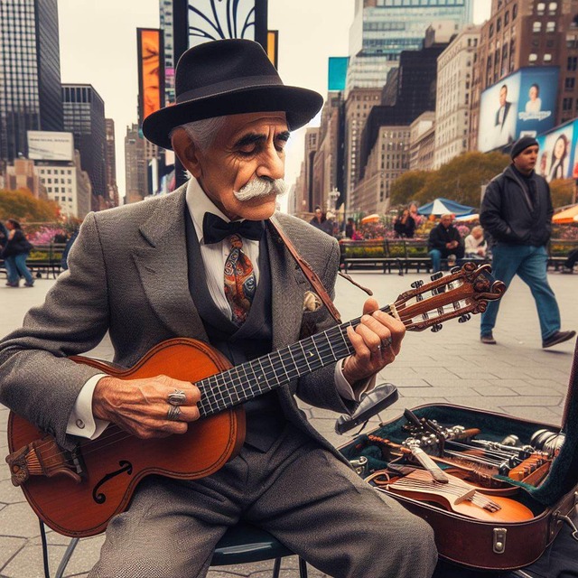 Free old street singer musician illustration