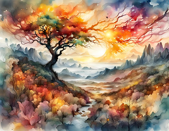 Download free HD stock image of Landscape Sunset Free landscape sunset mountains illustration