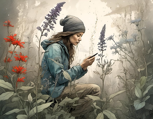 Free girl phone nature illustration