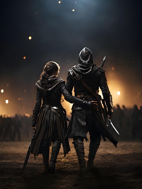 Free ai generated assassins couple illustration