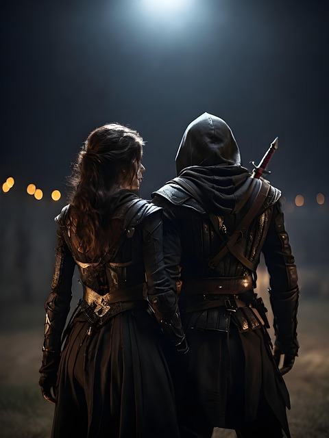 Free ai generated assassins couple illustration